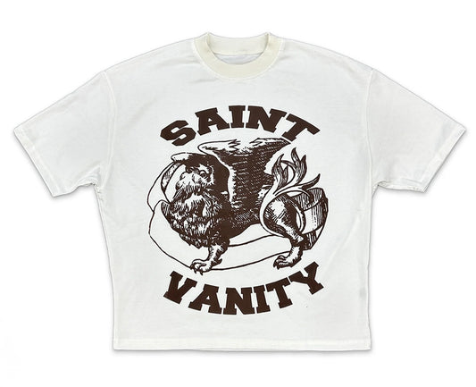 SAINT VANITY Brown Logo Tee "Cream"