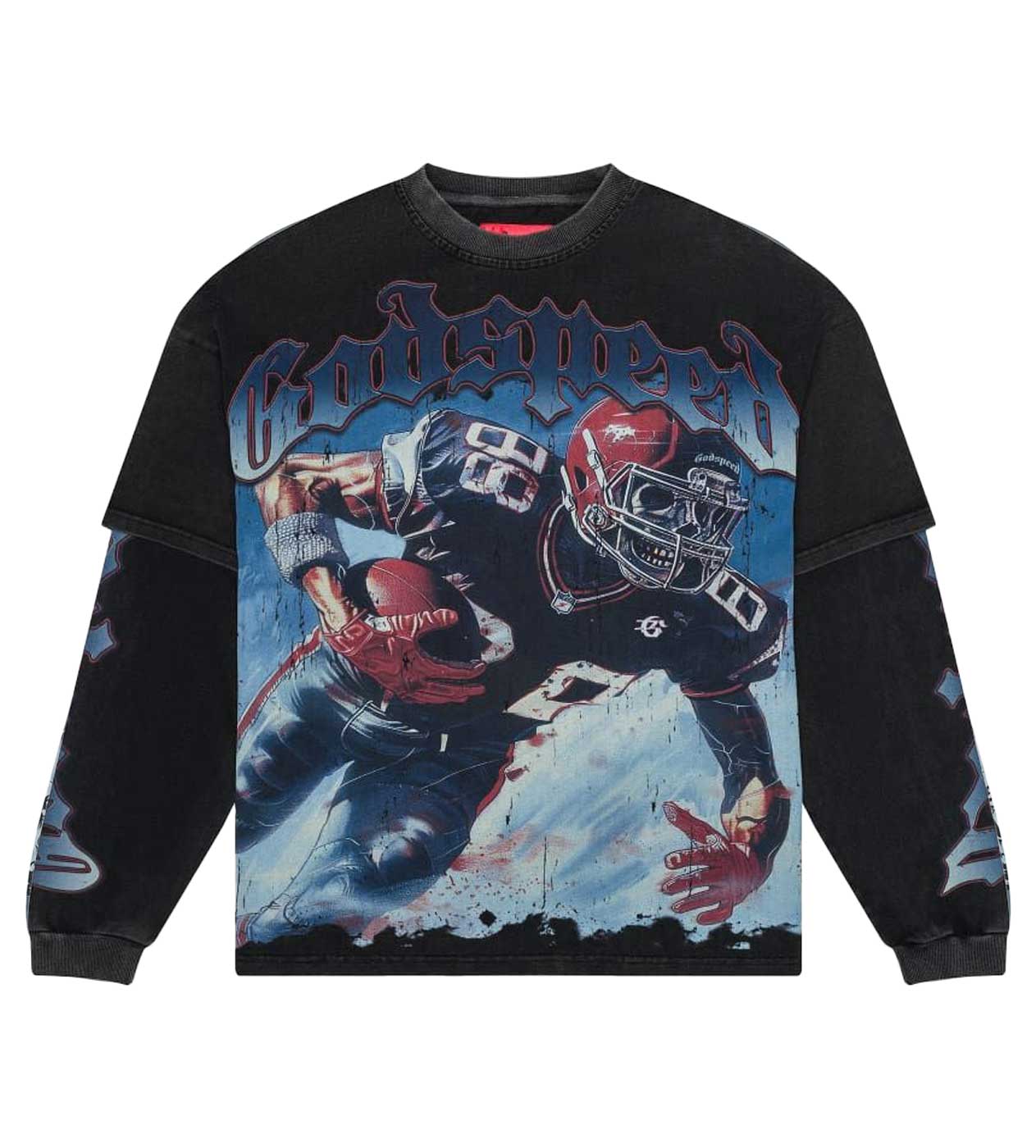 GODSPEED ENDZONE DUAL L/S TEE WASHED BLACK
