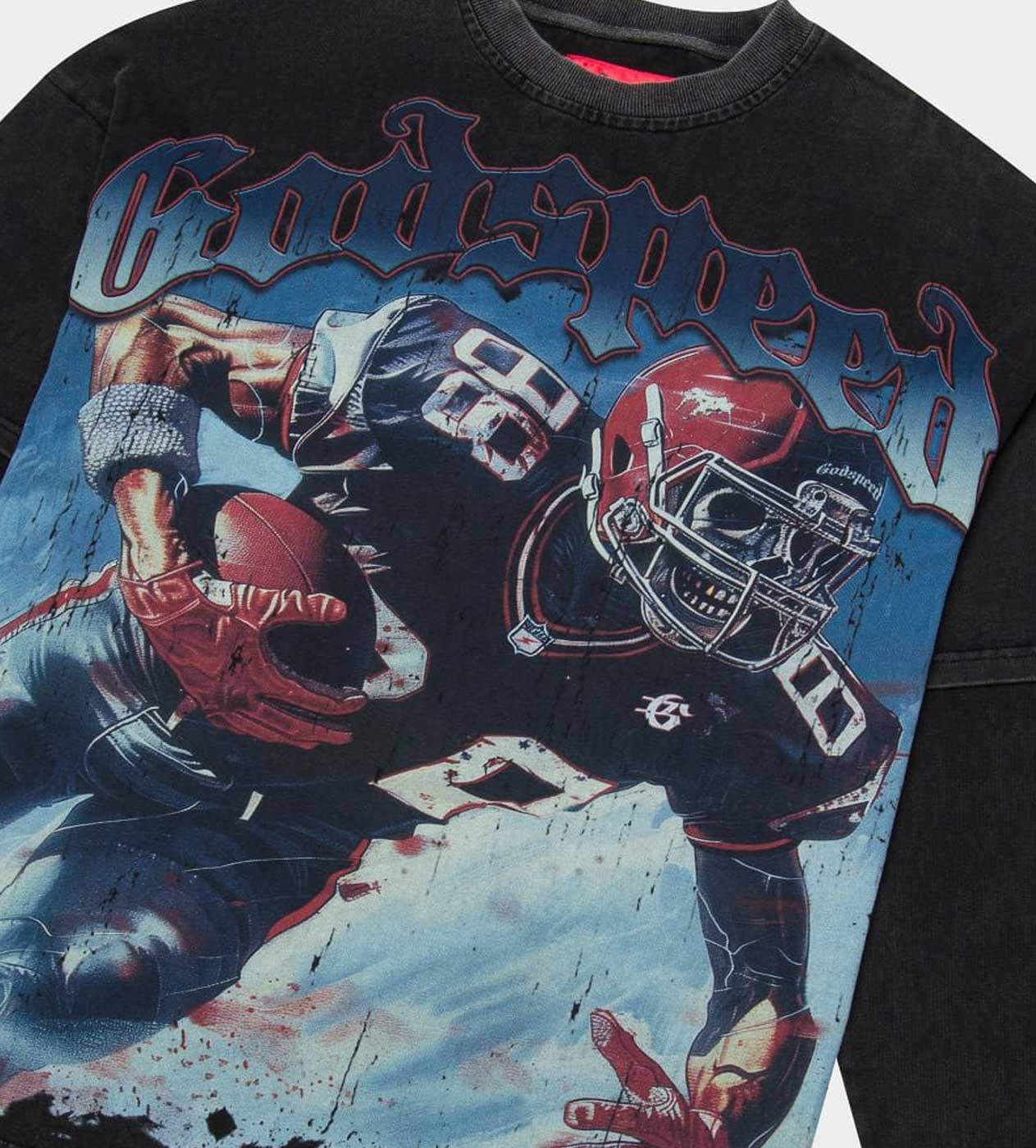 GODSPEED ENDZONE DUAL L/S TEE WASHED BLACK