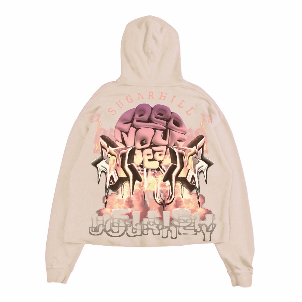 SUGARHILL-HELLISH” CROPPED HOODIE (TAN)-SH24-HOL-17