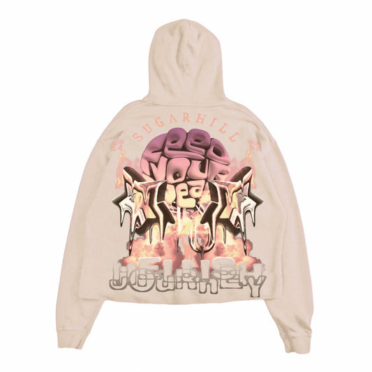 SUGARHILL-HELLISH” CROPPED HOODIE (TAN)-SH24-HOL-17