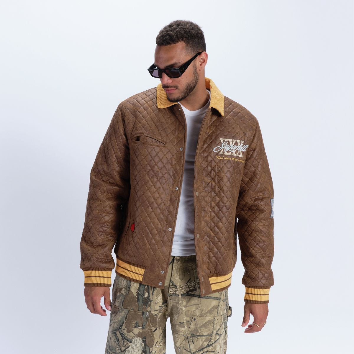 SUGARHILL-THE HEART" QUILTED JACKET (BROWN)-SH24-HOL-02