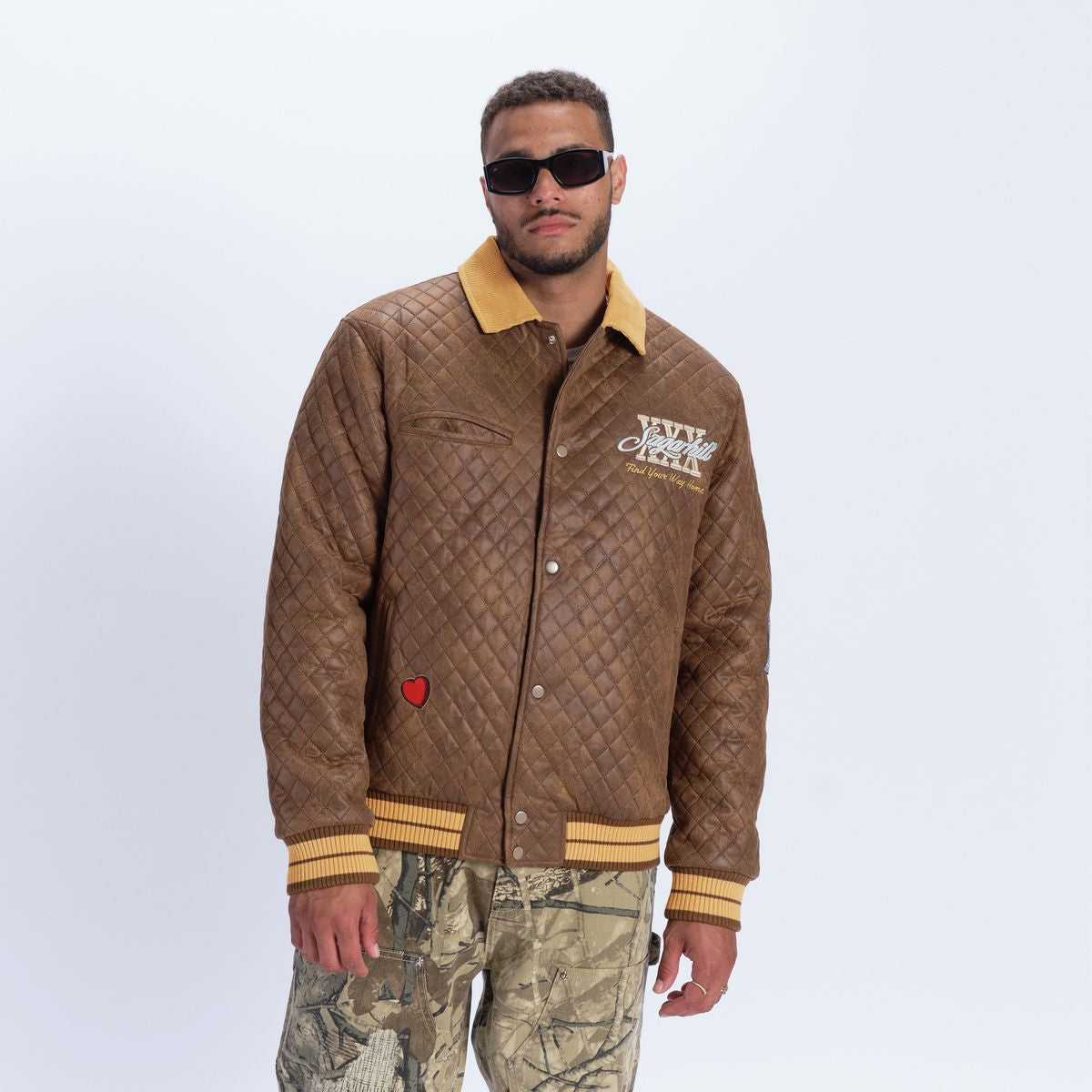 SUGARHILL-THE HEART" QUILTED JACKET (BROWN)-SH24-HOL-02