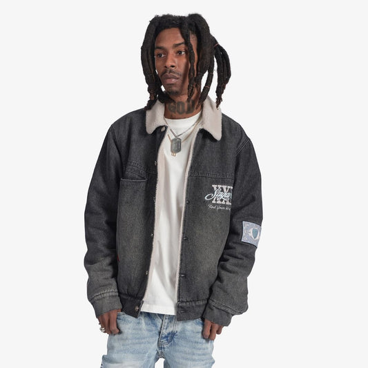 SUGARHILL-THE HEART" DENIM JACKET (WASHED CHARCOAL) -SH24-HOL-05