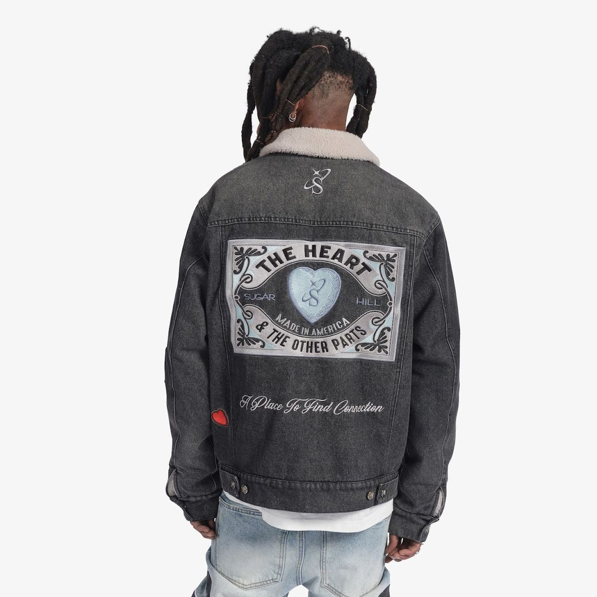 SUGARHILL-THE HEART" DENIM JACKET (WASHED CHARCOAL) -SH24-HOL-05
