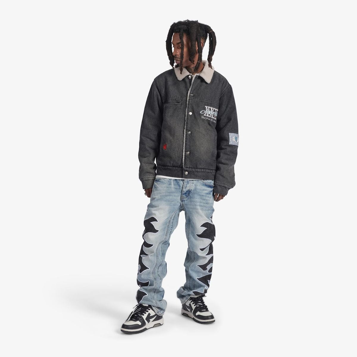 SUGARHILL-THE HEART" DENIM JACKET (WASHED CHARCOAL) -SH24-HOL-05