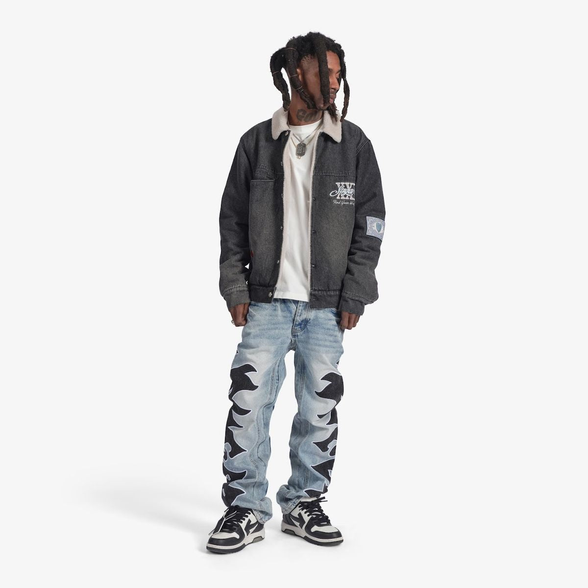 SUGARHILL-THE HEART" DENIM JACKET (WASHED CHARCOAL) -SH24-HOL-05