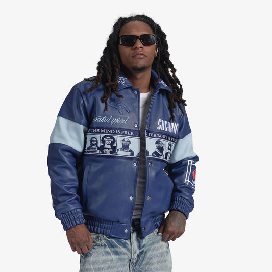 SUGARHILL-LIBERATION" LEATHER JACKET (NAVY BLUE)-SH24-HOL-11