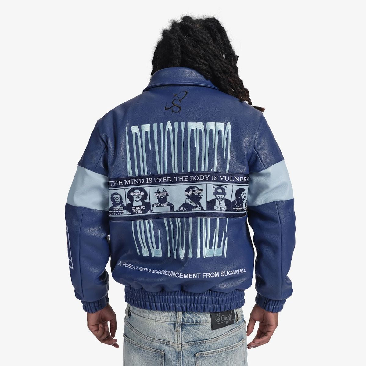 SUGARHILL-LIBERATION" LEATHER JACKET (NAVY BLUE)-SH24-HOL-11