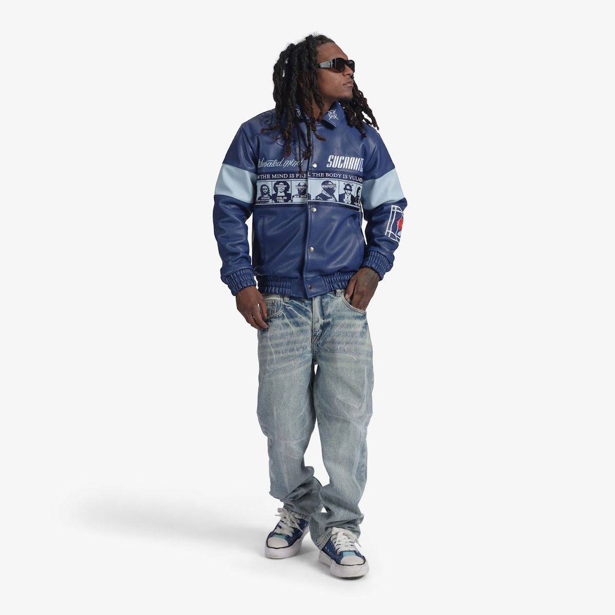 SUGARHILL-LIBERATION" LEATHER JACKET (NAVY BLUE)-SH24-HOL-11