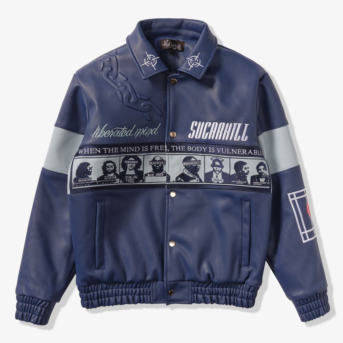 SUGARHILL-LIBERATION" LEATHER JACKET (NAVY BLUE)-SH24-HOL-11