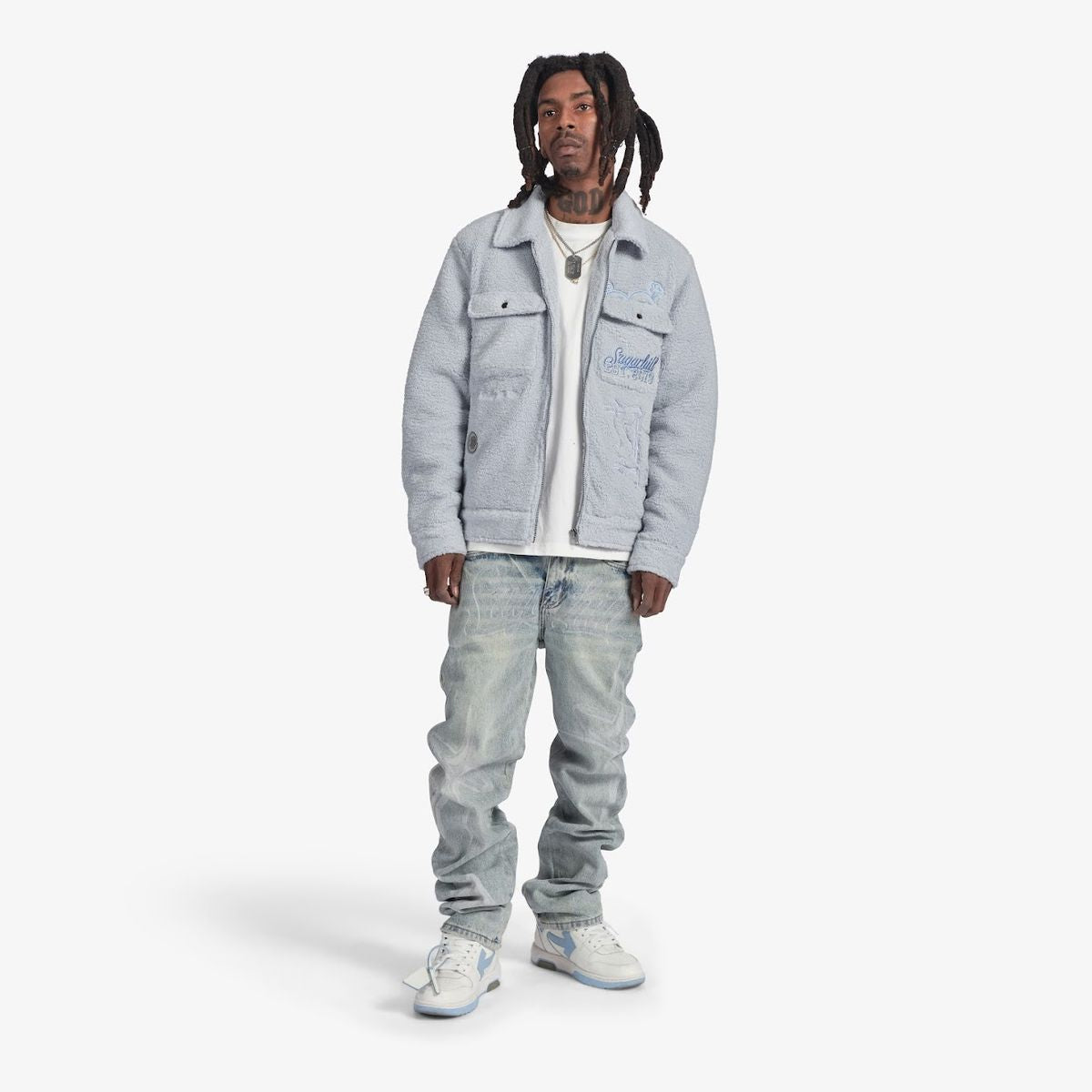 SUGARHILL-TOXINS" PLUSH JACKET (BABY BLUE)-SH24-HOL-13