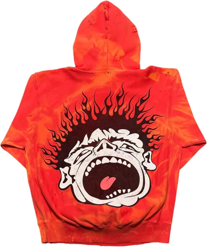 HELLTAR-Records LAVE Hooded Sweatshirt Washed Red-HS01HOO001