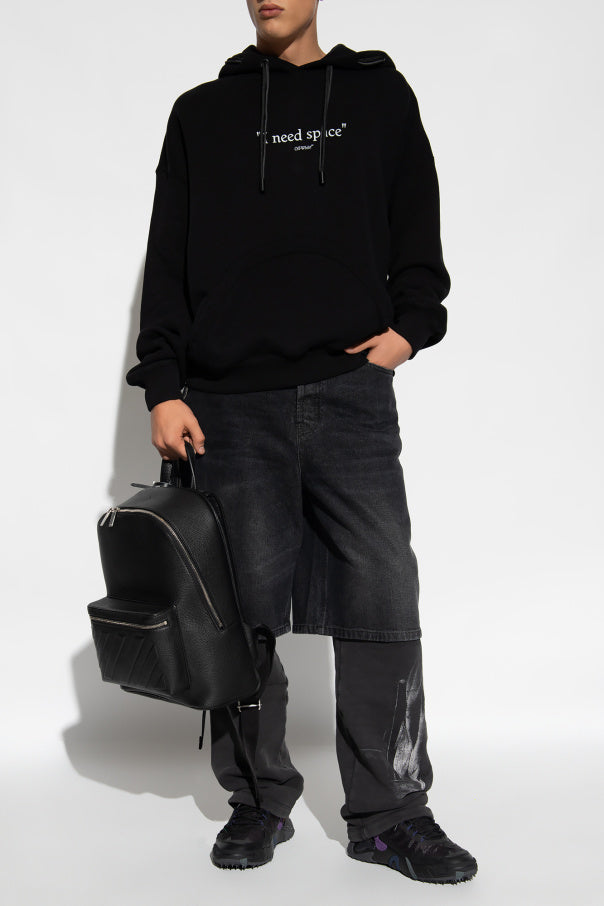 OFF-WHITE OFF-WHITE BLACK HOODIE WITH LOGO-OMBB119F23 FLE001-1001