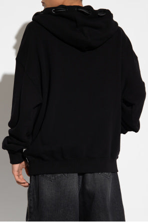 OFF-WHITE OFF-WHITE BLACK HOODIE WITH LOGO-OMBB119F23 FLE001-1001
