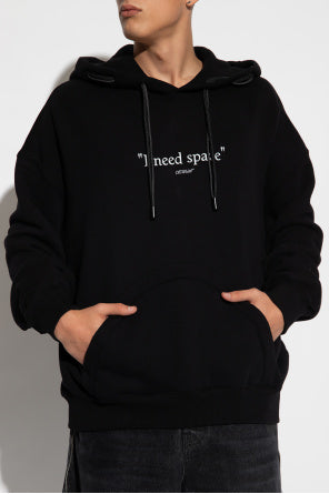 OFF-WHITE OFF-WHITE BLACK HOODIE WITH LOGO-OMBB119F23 FLE001-1001
