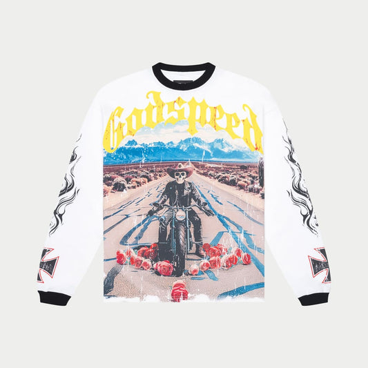 GODSPEED-Long Lonely Road Long Sleeve T-shirt (White/Black)