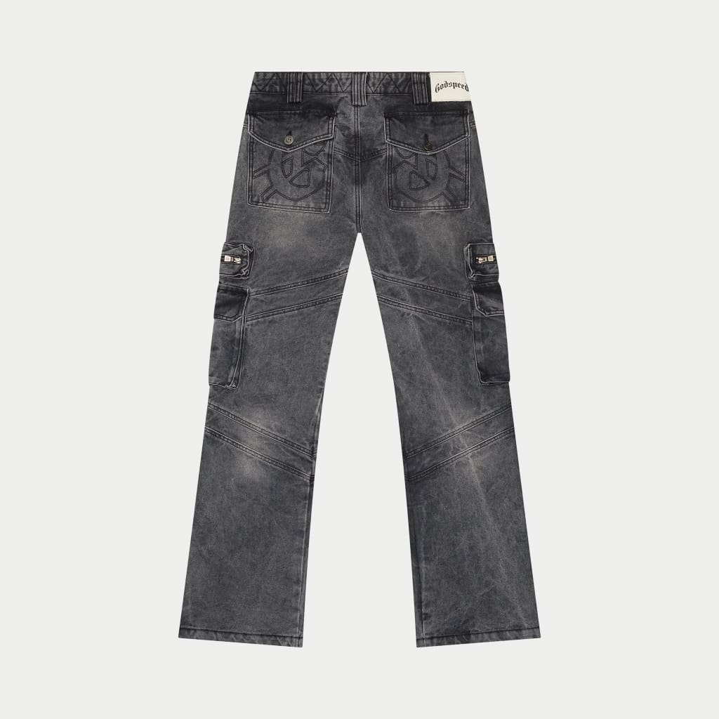 GODSPEED-Rockstar Flare Cargo Denim (Grey Wash)