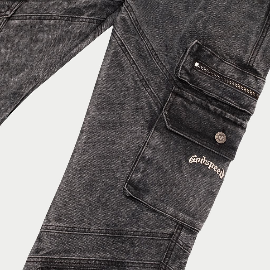 GODSPEED-Rockstar Flare Cargo Denim (Grey Wash)