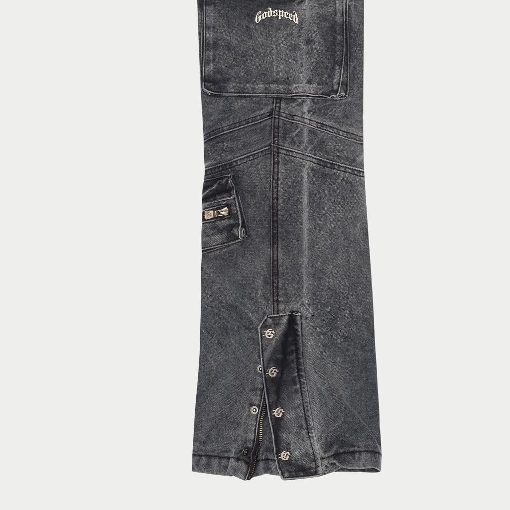 GODSPEED-Rockstar Flare Cargo Denim (Grey Wash)