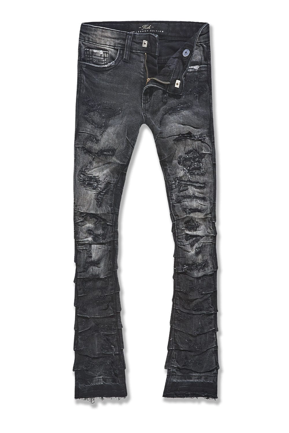 JORDAN CRAIG-KIDS STACKED RIPPLE EFFECT DENIM (BLACK SHADOW)-JTF1157K