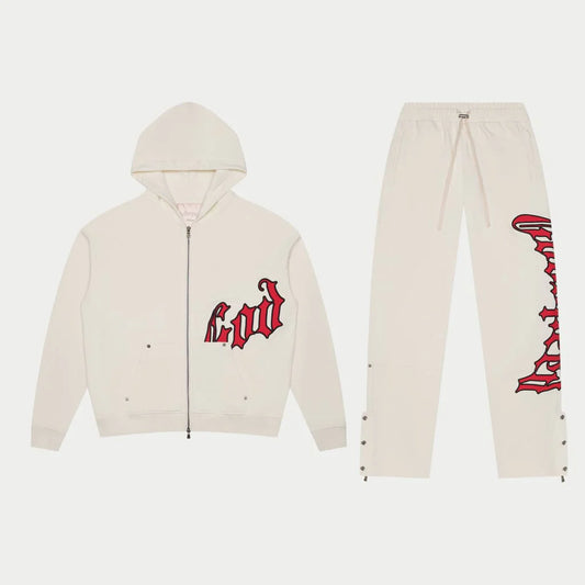 GODSPEED-OG Logo Sweatsuit V2 (Bone/Red)