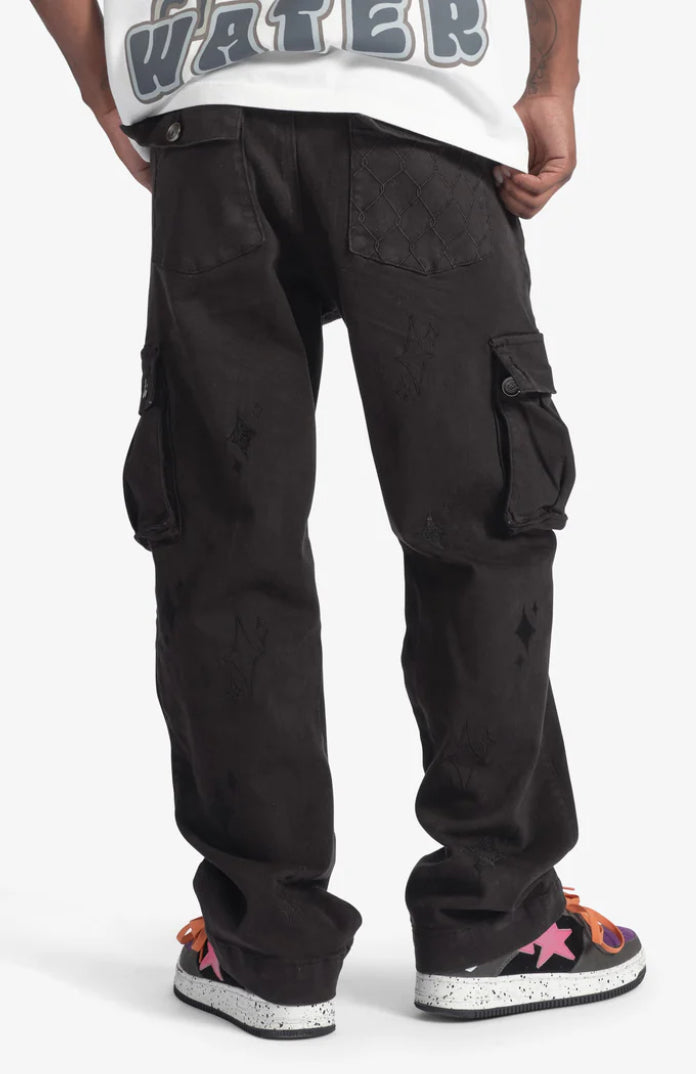 SUGARHILL-DUNE" CARGO DENIM (BLACK)-SH24-HOL
