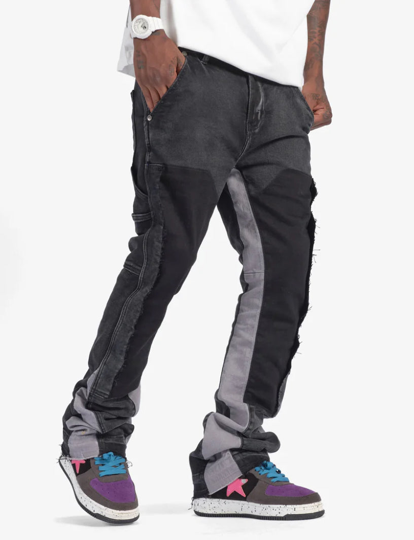 SUGARHILL-REVOLVER" STACKED DENIM (BLACK/GREY)-SH24-FULL
