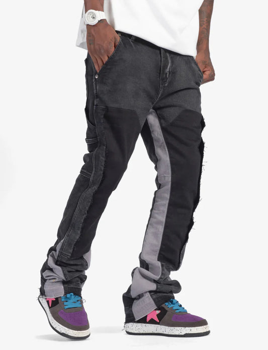 SUGARHILL-REVOLVER" STACKED DENIM (BLACK/GREY)-SH24-FULL