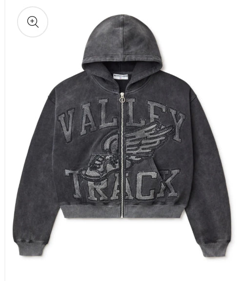 VALE-BLACK CAT ZIP UP HOODIE