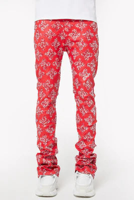 GUAPI-BLOOD RED EMBELLISHED DENIM-410BRED