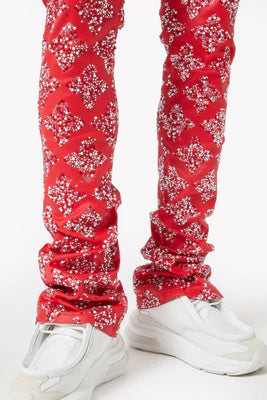 GUAPI-BLOOD RED EMBELLISHED DENIM-410BRED