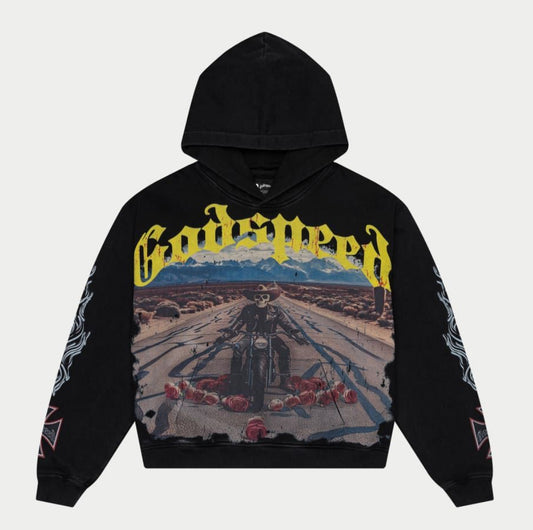 GODSPEED-Long Lonely Road Hoodie (Black Wash)