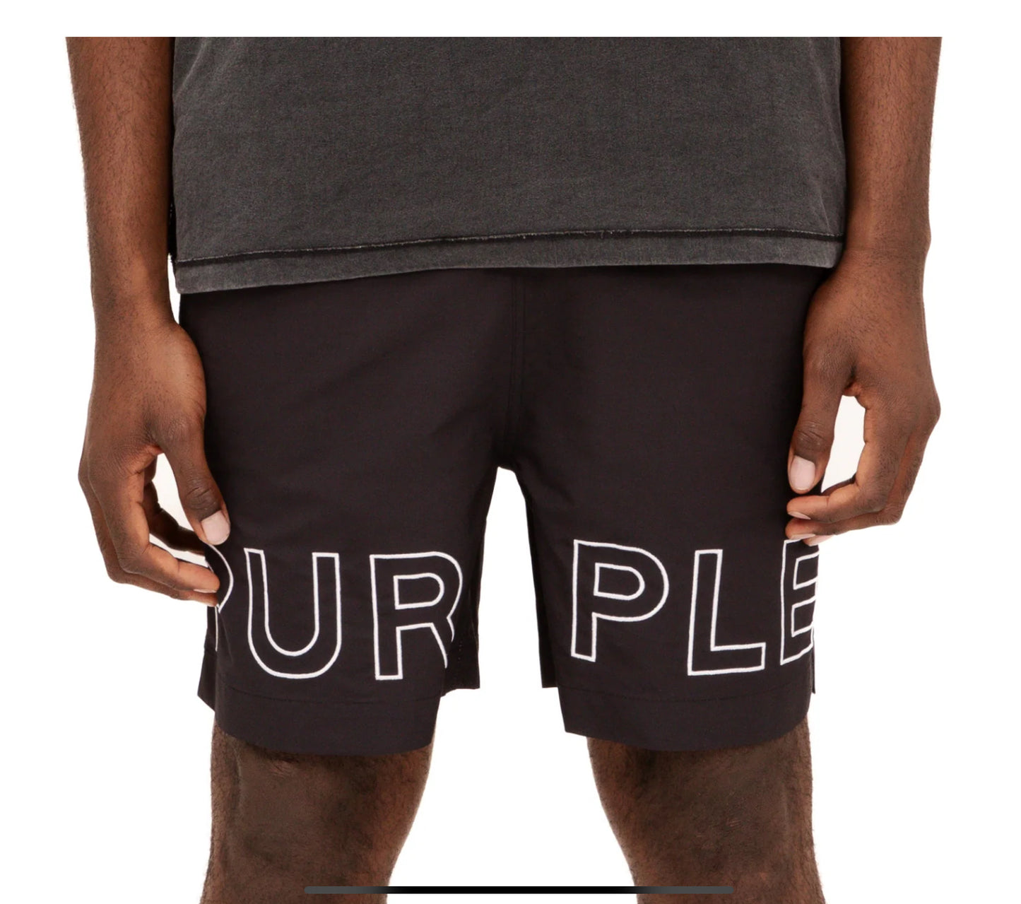 PURPLE-Wordmark Outline All Around Shorts-P504-PBWO225