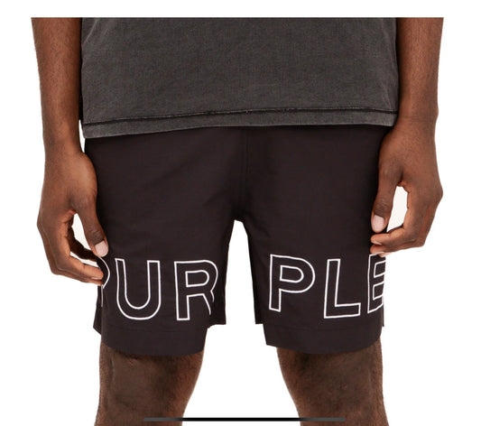 PURPLE-Wordmark Outline All Around Shorts-P504-PBWO225