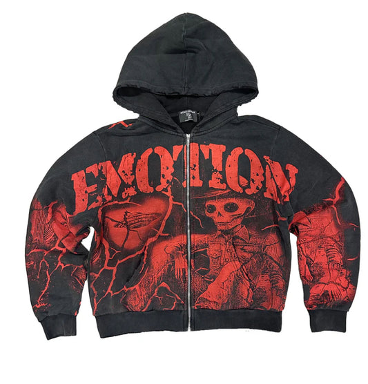 Mixed emotion-Acid Wash “Deserted” Hoodie