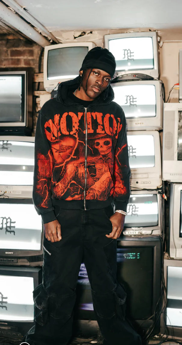 Mixed emotion-Acid Wash “Deserted” Hoodie