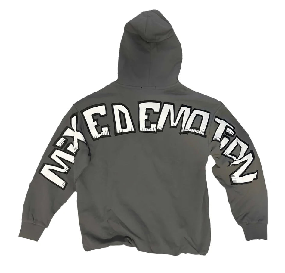 Mixed emotions-Grey “Monster” Cropped Hoodie