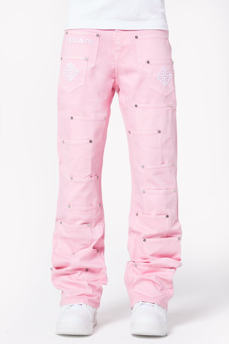 GUAPI-French Rose Pockets Flared Denim-428FRPFD