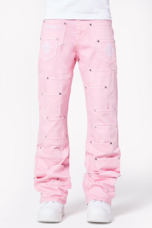 GUAPI-French Rose Pockets Flared Denim-428FRPFD