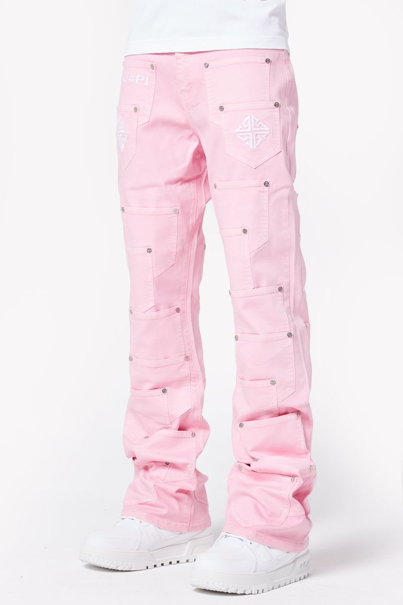 GUAPI-French Rose Pockets Flared Denim-428FRPFD