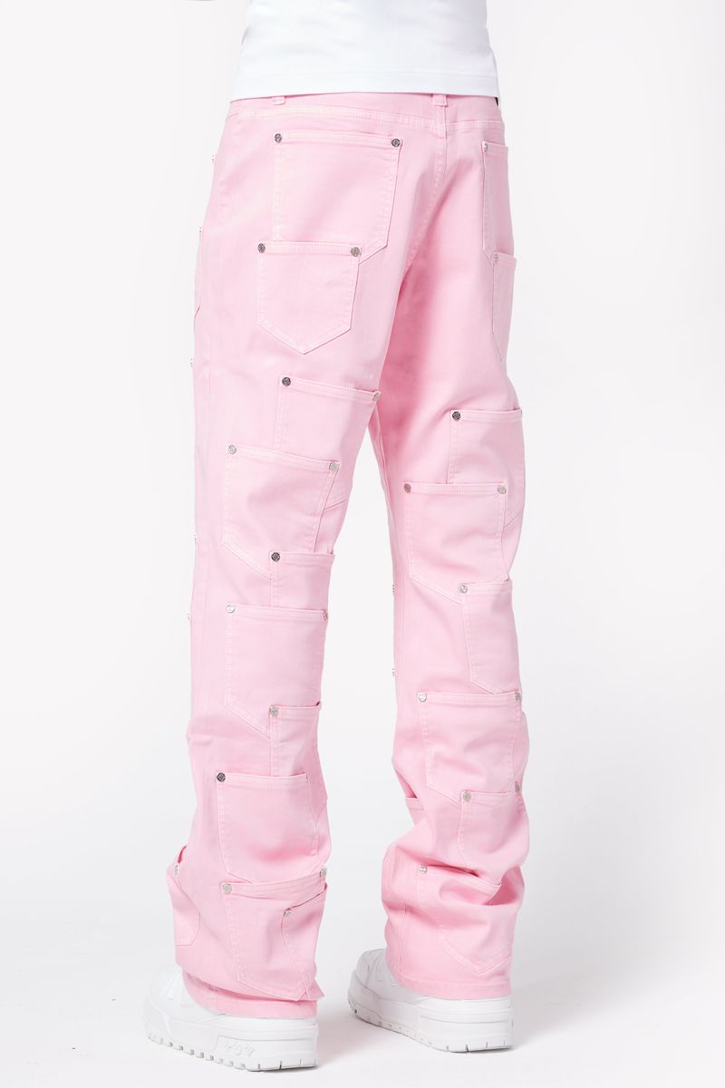 GUAPI-French Rose Pockets Flared Denim-428FRPFD