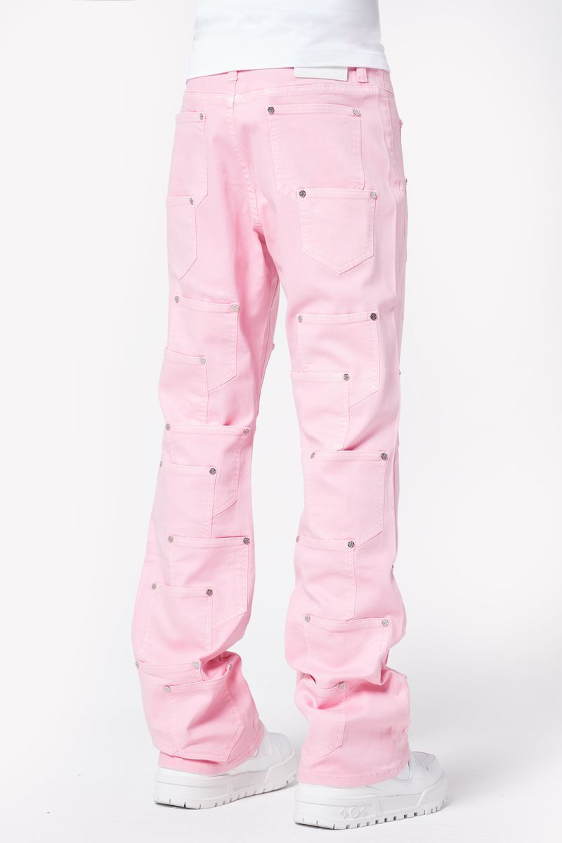 GUAPI-French Rose Pockets Flared Denim-428FRPFD