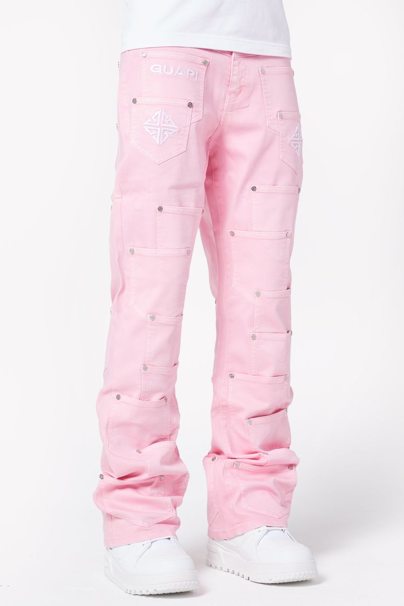 GUAPI-French Rose Pockets Flared Denim-428FRPFD