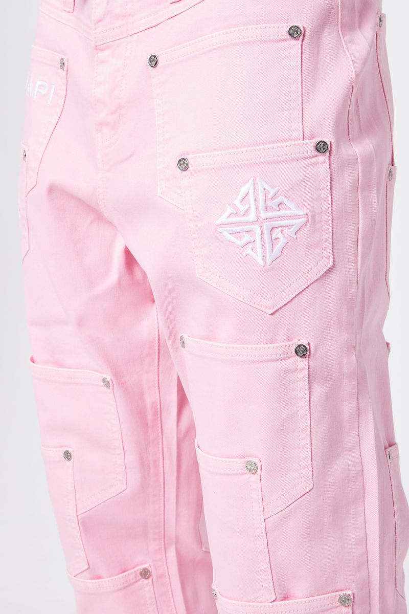 GUAPI-French Rose Pockets Flared Denim-428FRPFD