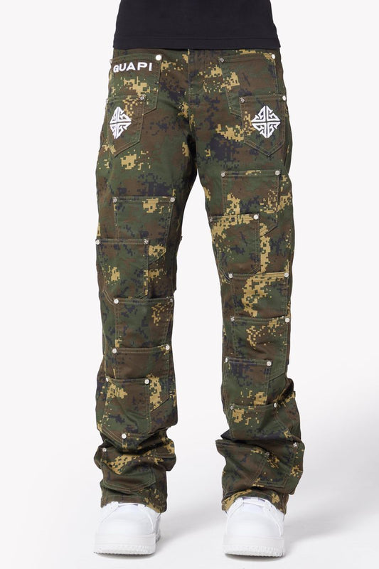 GUAPI-Camo Pockets Flared Denim-424CPFD