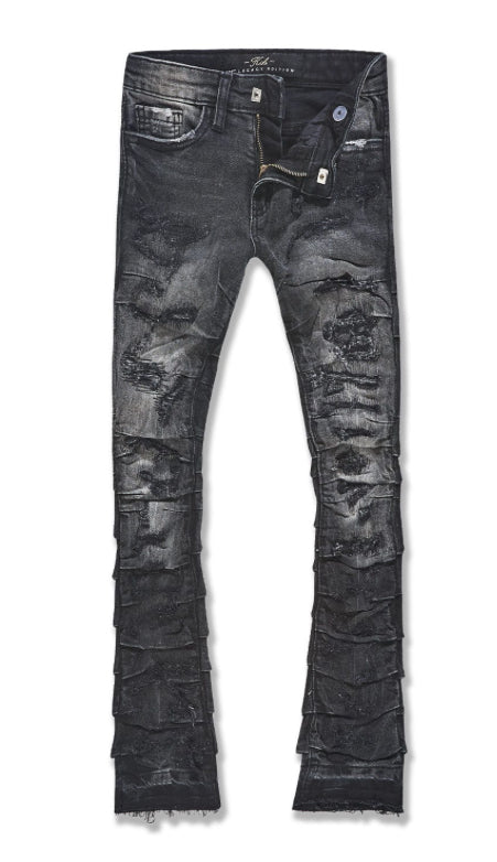 JORDAN CRAIG-Mans STACKED RIPPLE EFFECT DENIM (BLACK SHADOW)-JTF1157