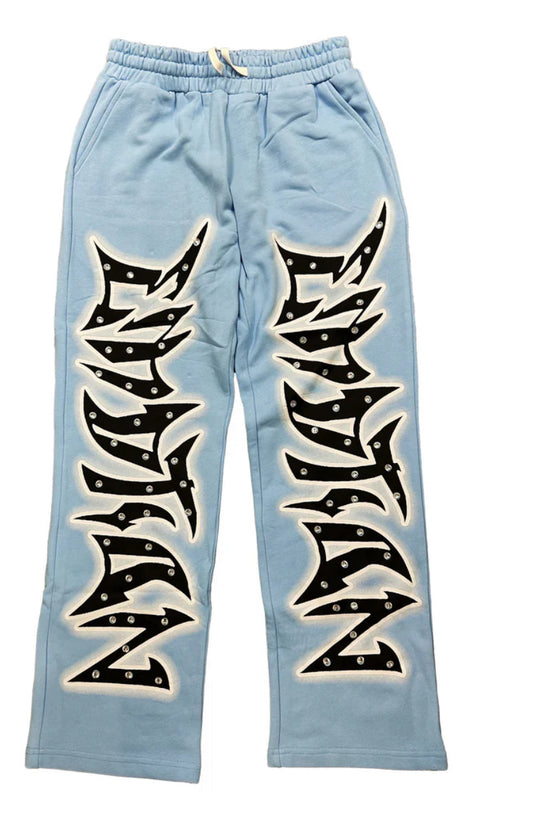 MIXED EMOTIONS-Black “Graffiti” Rhinestone Sweatpants