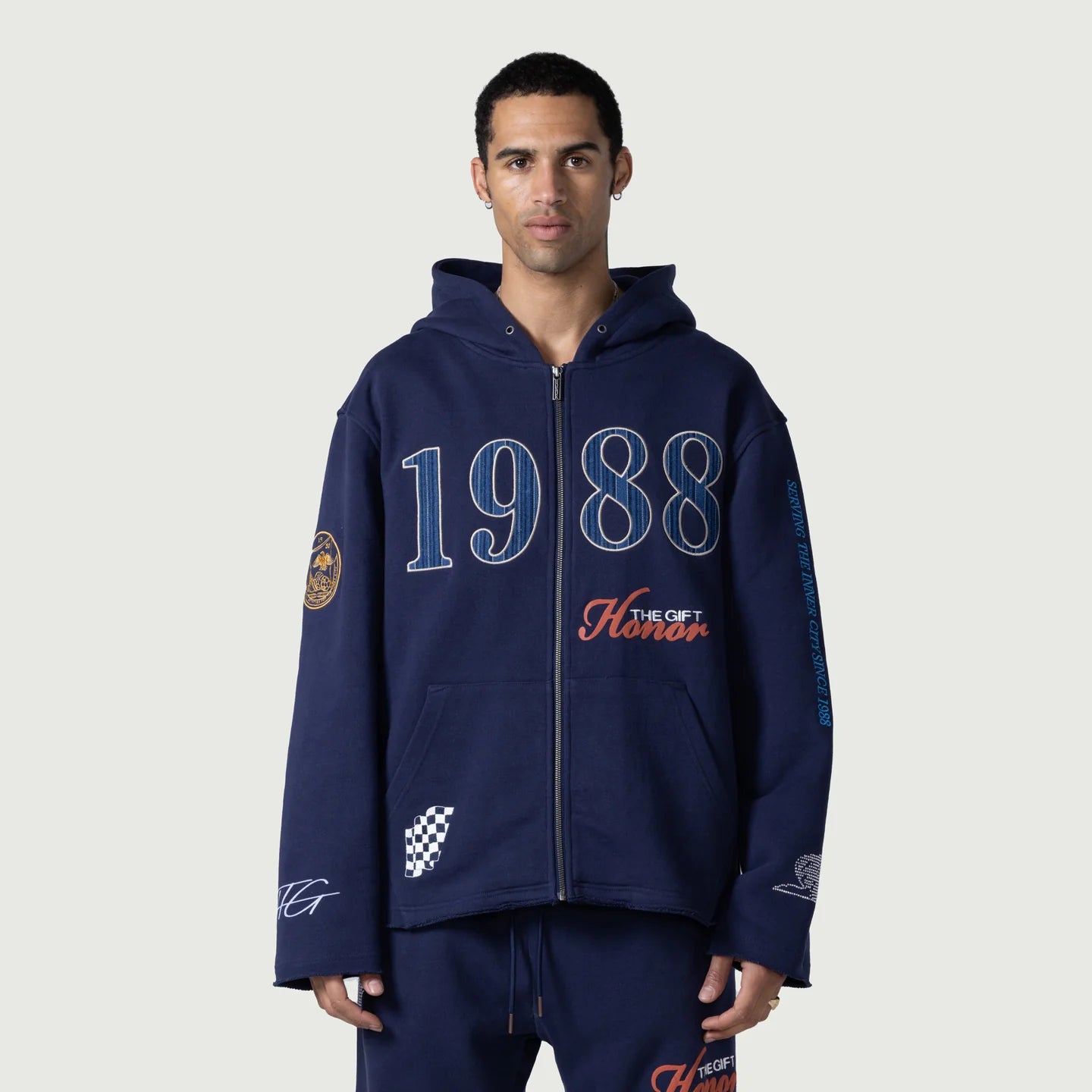 HONOR THE GIFT-1988 Full Zip Hoodie - Navy