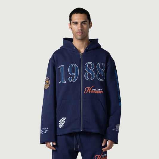 HONOR THE GIFT-1988 Full Zip Hoodie - Navy